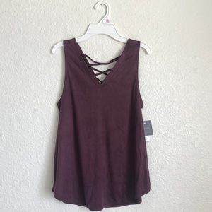 Grayson Threads Mauve Lace-up Faux Suede Tank